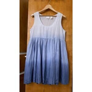 Vintage 90s Ombre Silk Tie Dye Babydoll Dress Dip Dye Size S Beach Fairy Boho